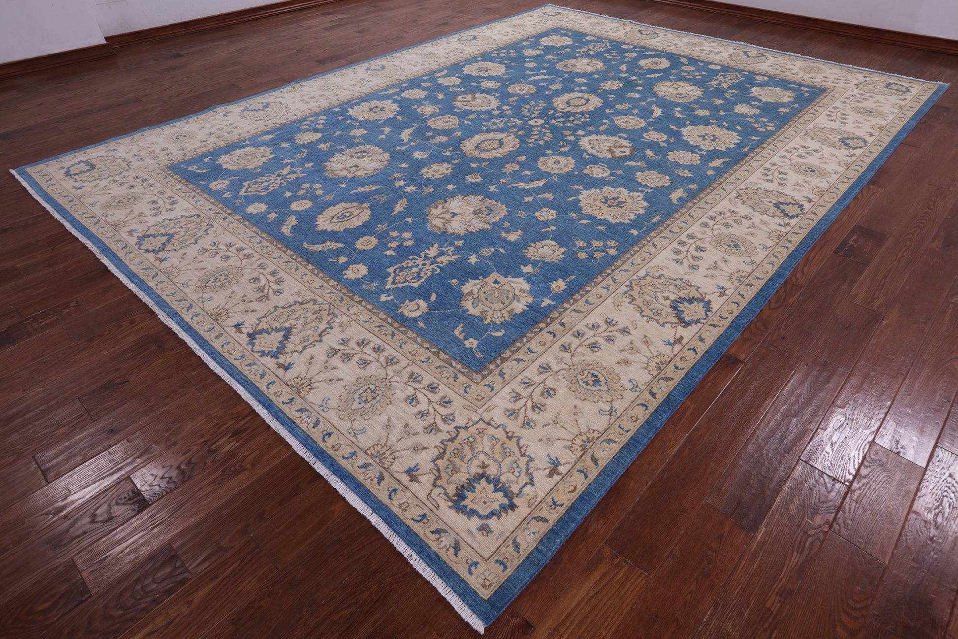 Blue Peshawar Hand Knotted Wool Rug - 10' 2" X 13' 10" - Golden Nile