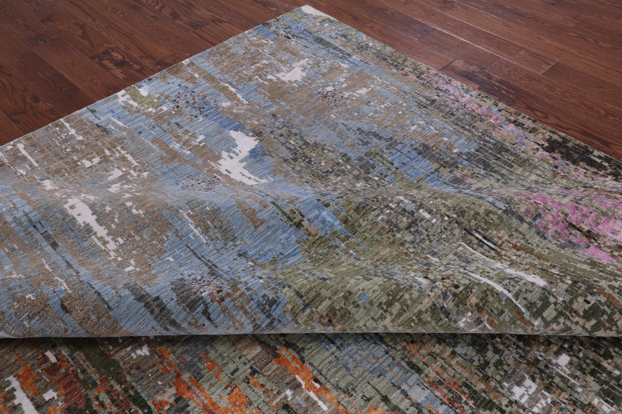 Abstract Modern Hand Knotted Wool & Silk Rug - 10' 0" X 14' 3" - Golden Nile