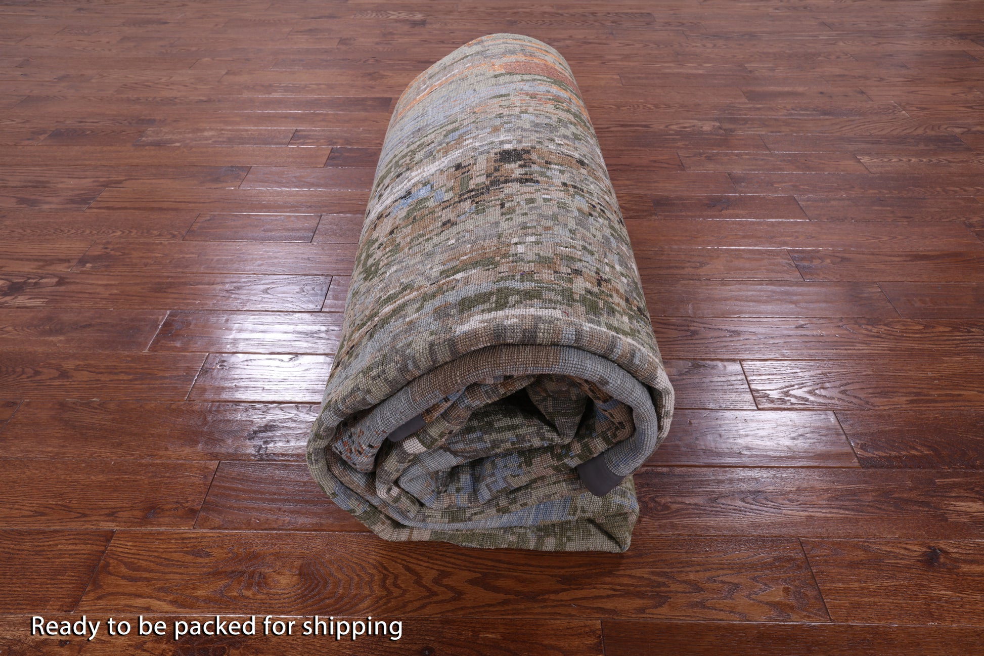 Abstract Modern Hand Knotted Wool & Silk Rug - 10' 0" X 14' 3" - Golden Nile