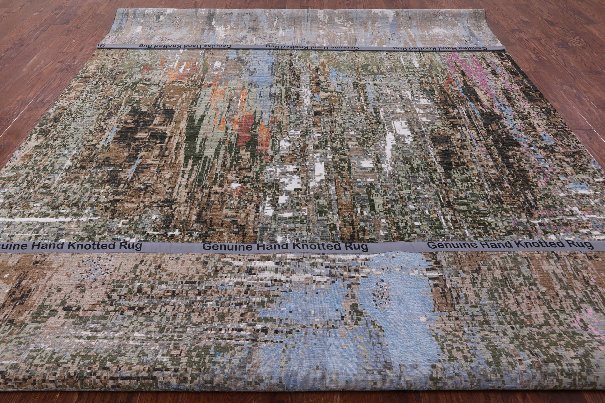 Abstract Modern Hand Knotted Wool & Silk Rug - 10' 0" X 14' 3" - Golden Nile