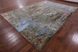 Abstract Modern Hand Knotted Wool & Silk Rug - 10' 0" X 14' 3" - Golden Nile