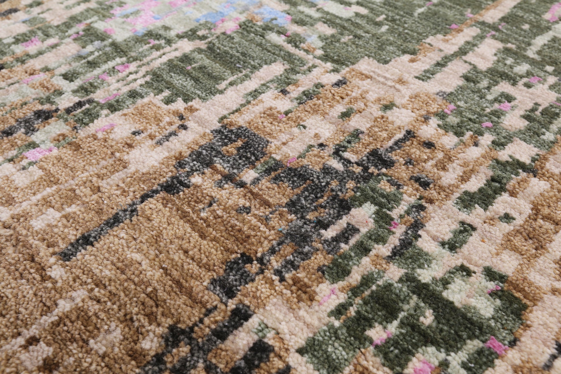 Abstract Modern Hand Knotted Wool & Silk Rug - 10' 0" X 14' 3" - Golden Nile