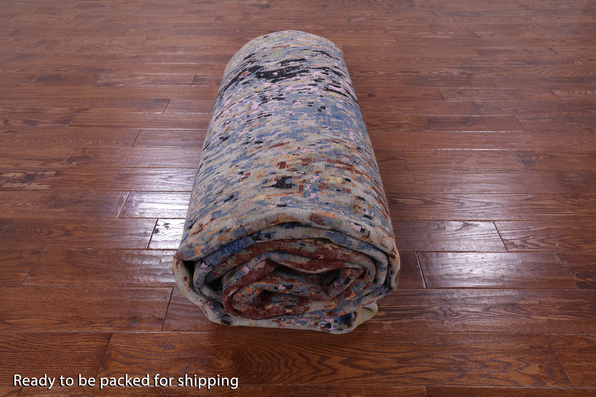 Abstract Modern Hand Knotted Wool & Silk Rug - 9' 11" X 14' 3" - Golden Nile