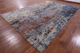 Abstract Modern Hand Knotted Wool & Silk Rug - 9' 11" X 14' 3" - Golden Nile