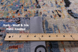 Abstract Modern Hand Knotted Wool & Silk Rug - 9' 11" X 14' 3" - Golden Nile