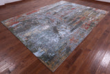 Abstract Contemporary Hand Knotted Wool & Silk Rug - 9' 0" X 12' 2" - Golden Nile