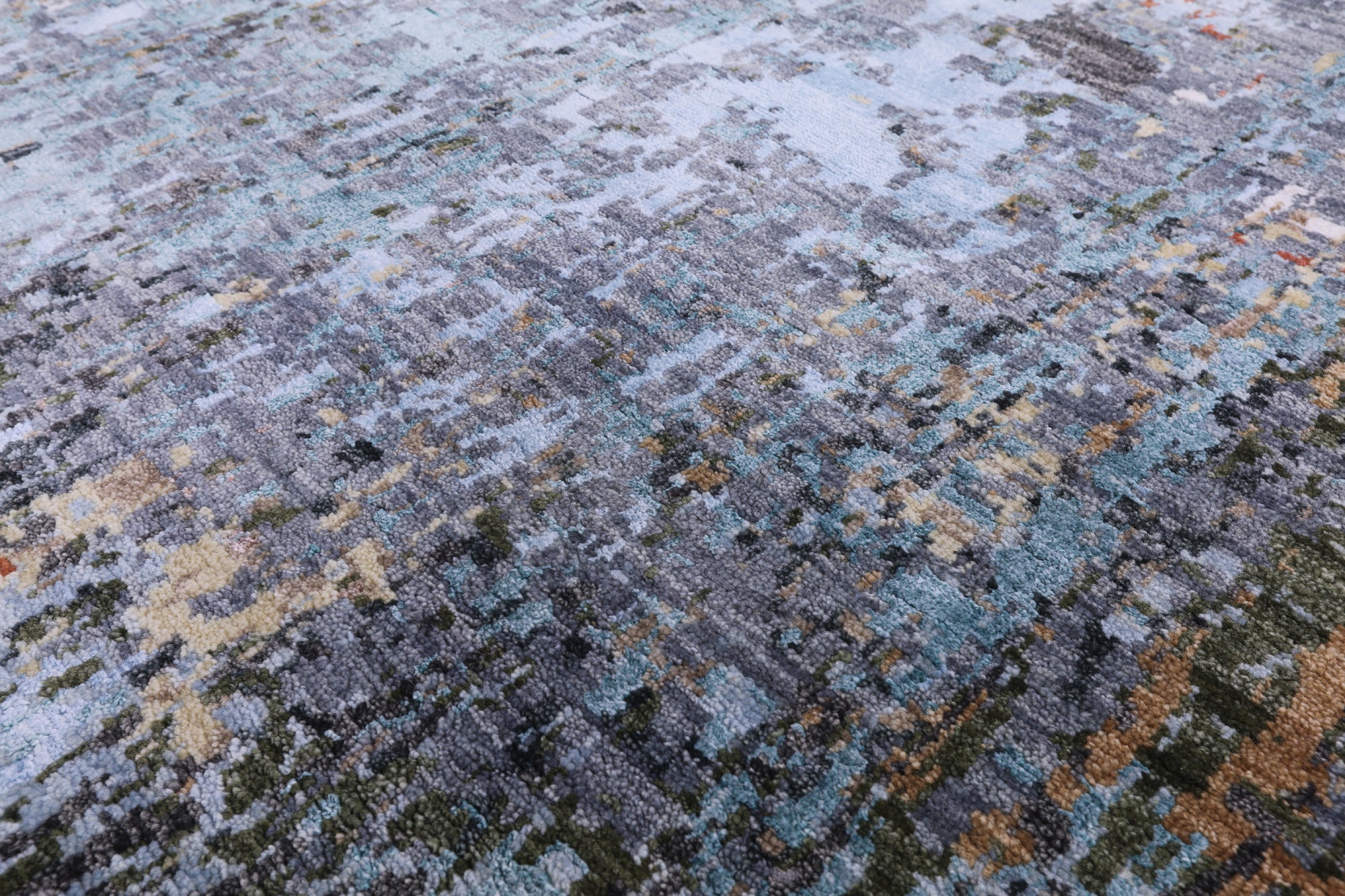 Abstract Contemporary Hand Knotted Wool & Silk Rug - 9' 0" X 12' 2" - Golden Nile
