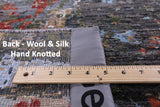 Abstract Contemporary Hand Knotted Wool & Silk Rug - 9' 0" X 12' 2" - Golden Nile