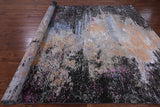 Abstract Modern Hand Knotted Wool & Silk Rug - 9' 1" X 12' 0" - Golden Nile