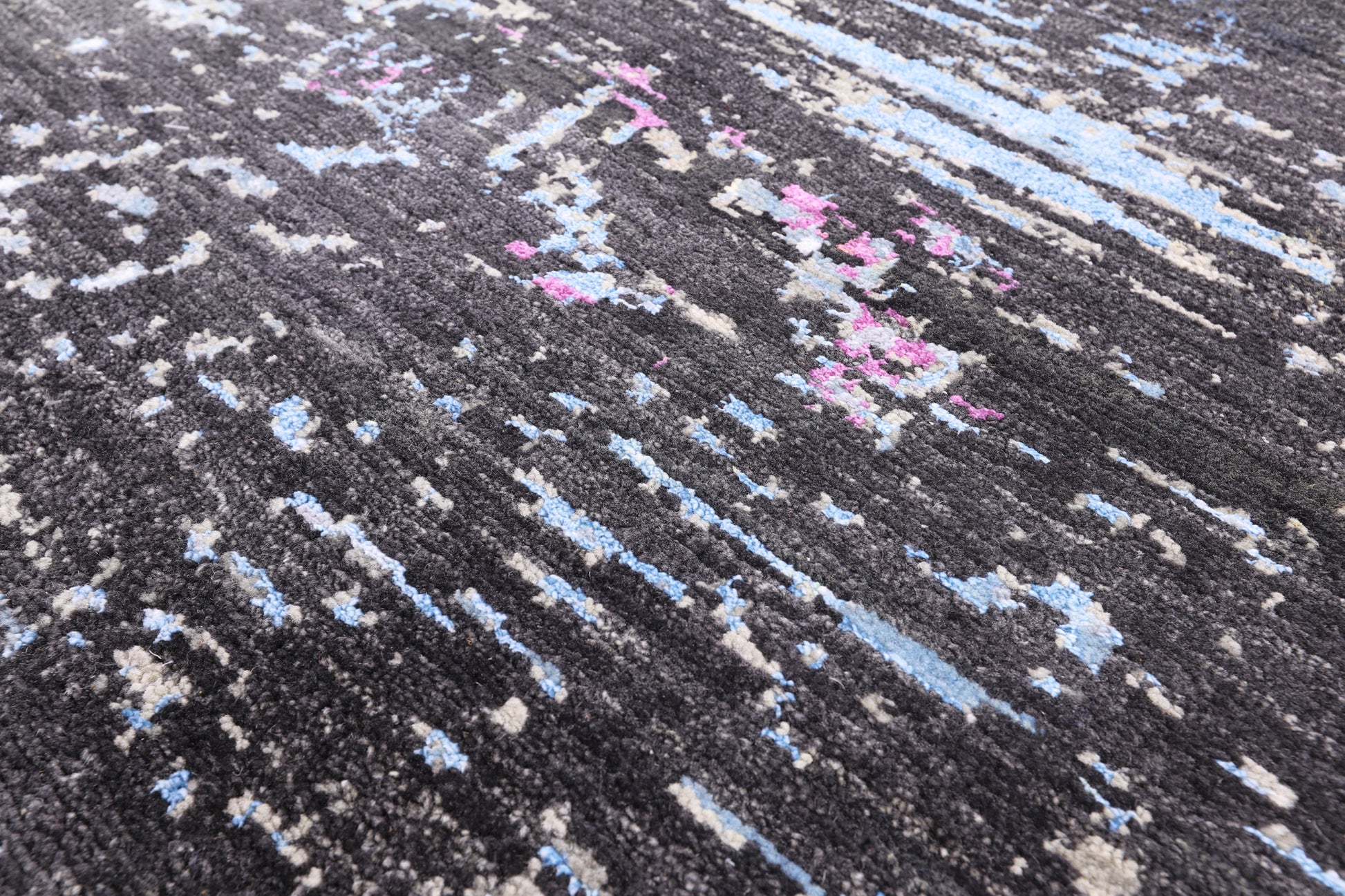 Abstract Modern Hand Knotted Wool & Silk Rug - 9' 1" X 12' 0" - Golden Nile