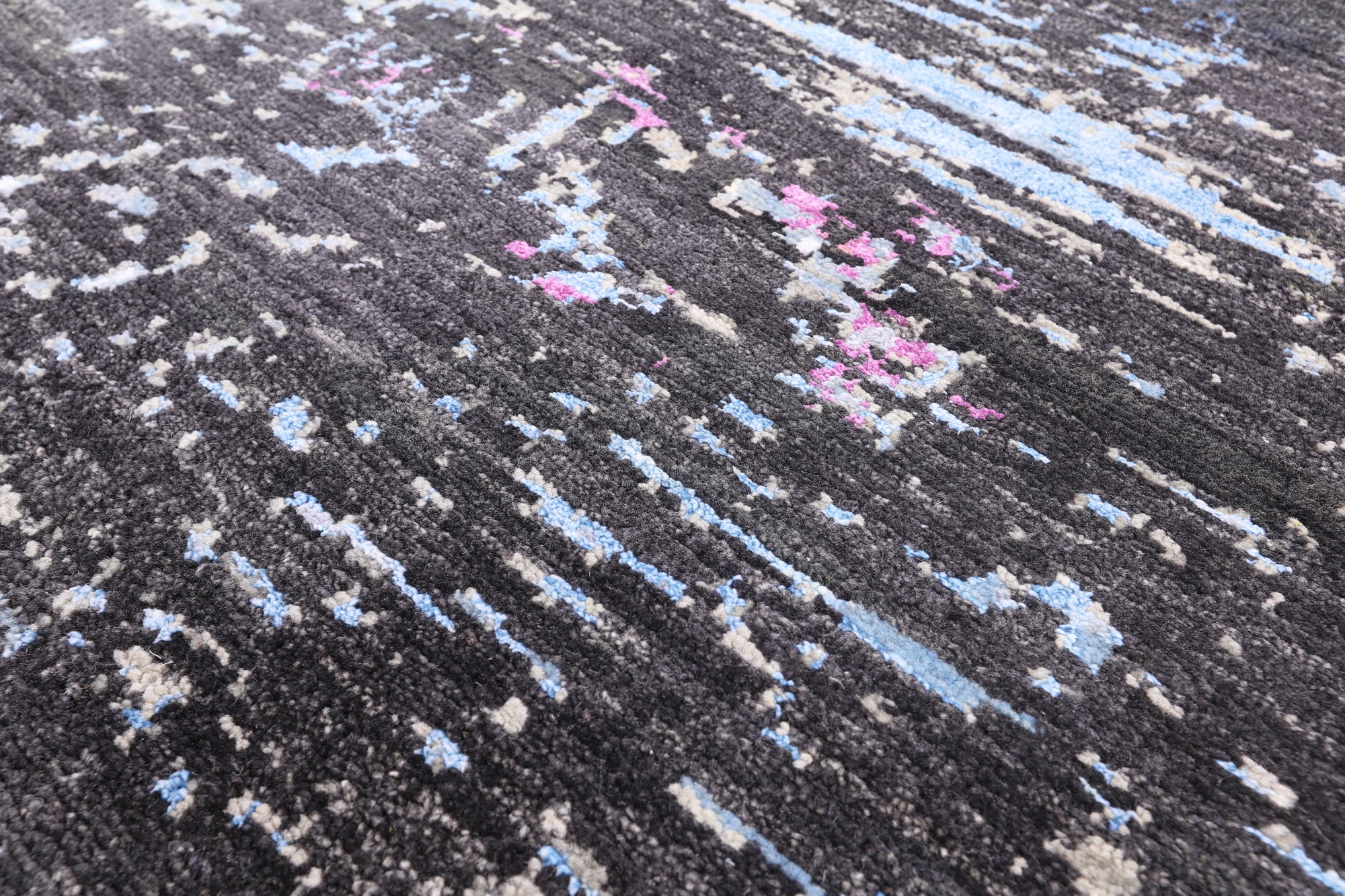 Abstract Modern Hand Knotted Wool & Silk Rug - 9' 1" X 12' 0" - Golden Nile