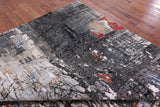 Urban Design Abstract Modern Handmade Wool & Silk Rug - 9' 1" X 12' 1" - Golden Nile