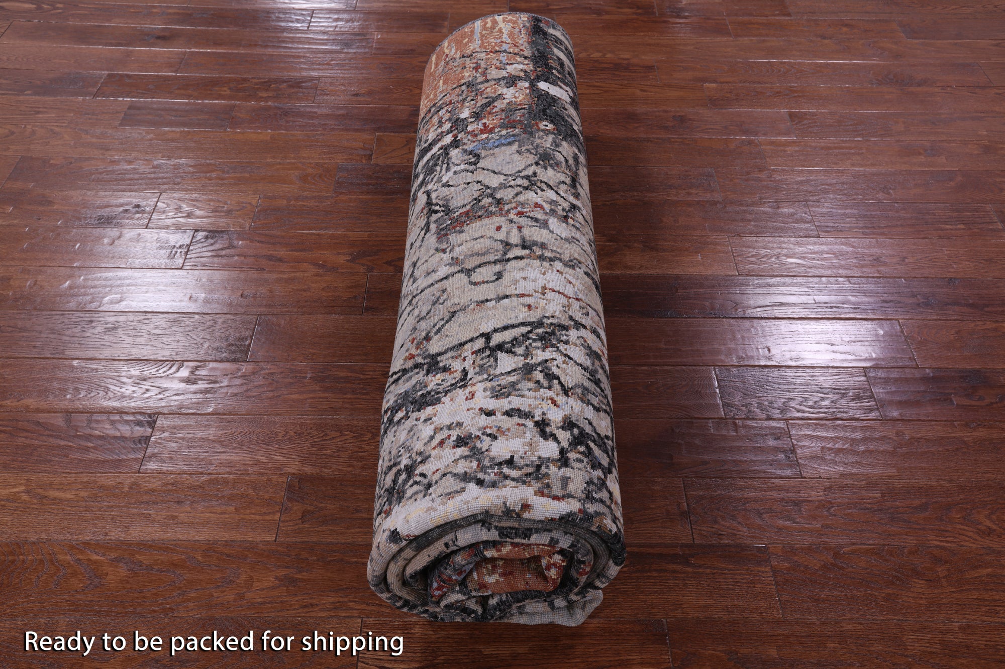 Urban Design Abstract Modern Handmade Wool & Silk Rug - 9' 1" X 12' 1" - Golden Nile