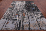 Urban Design Abstract Modern Handmade Wool & Silk Rug - 9' 1" X 12' 1" - Golden Nile