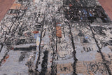 Urban Design Abstract Modern Handmade Wool & Silk Rug - 9' 1" X 12' 1" - Golden Nile