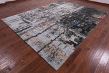 Urban Design Abstract Modern Handmade Wool & Silk Rug - 9' 1" X 12' 1" - Golden Nile