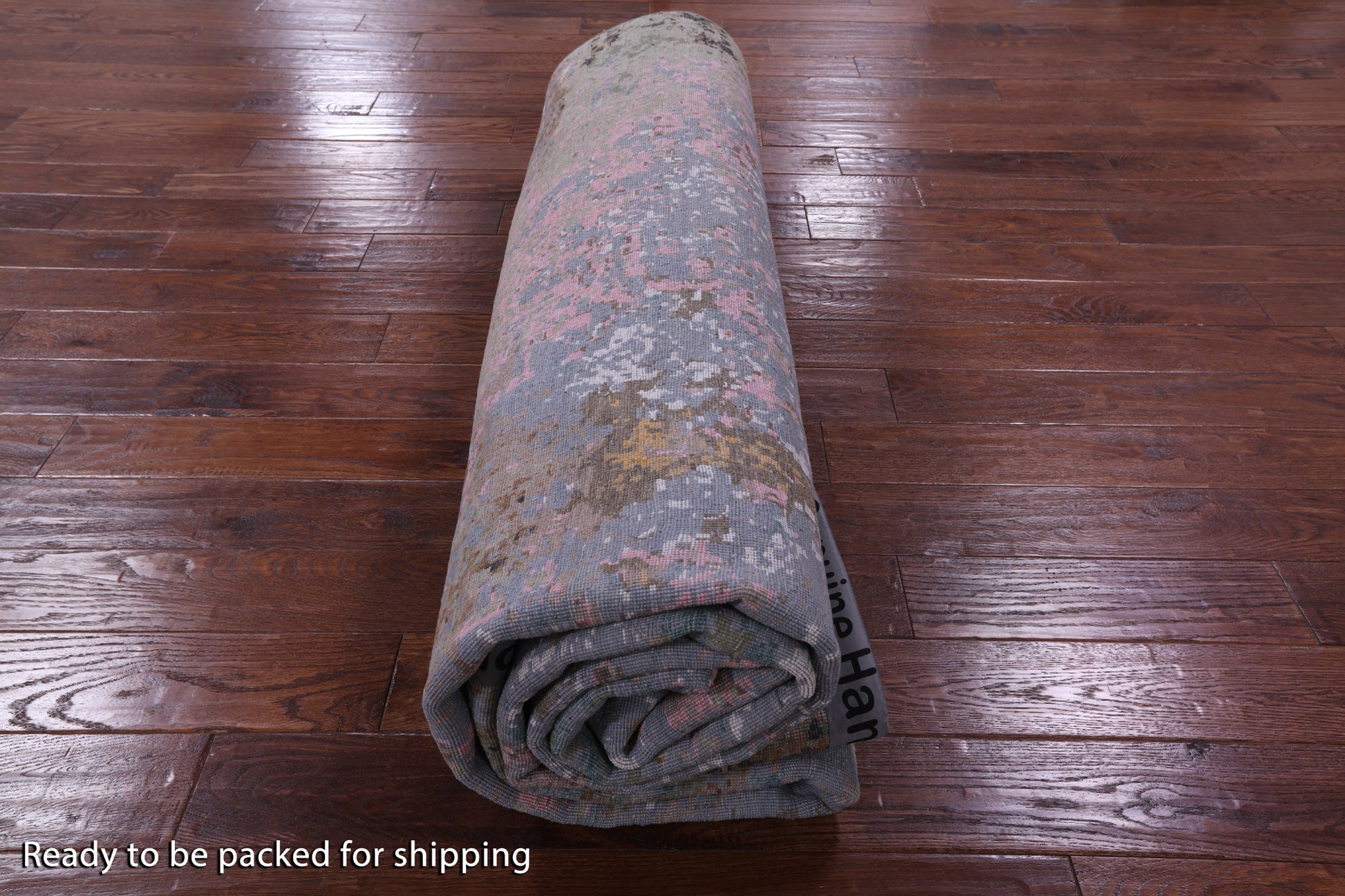 Abstract Contemporary Hand Knotted Wool & Silk Rug - 9' 0" X 12' 1" - Golden Nile
