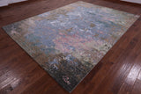 Abstract Contemporary Hand Knotted Wool & Silk Rug - 9' 0" X 12' 1" - Golden Nile