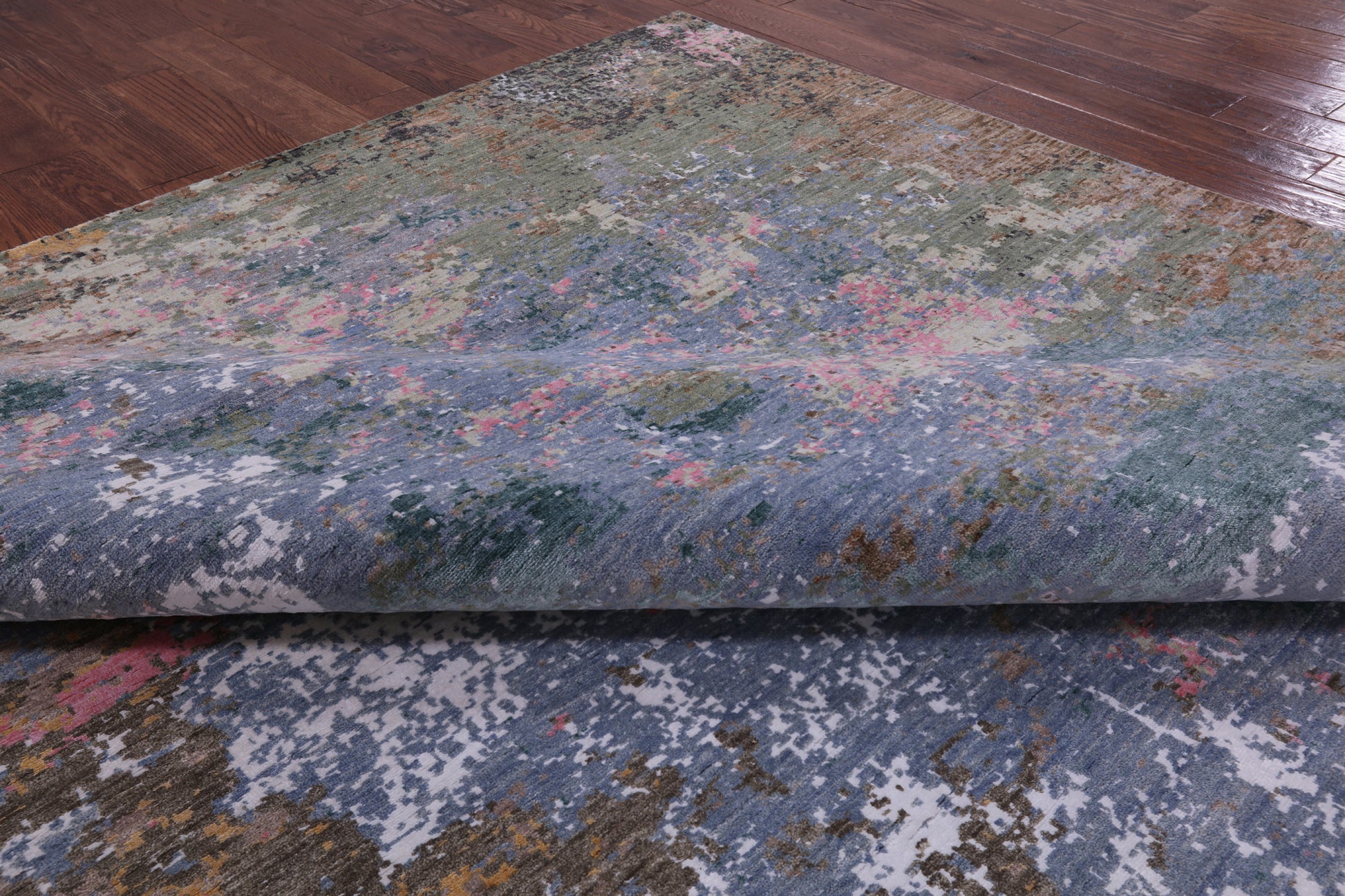 Abstract Contemporary Hand Knotted Wool & Silk Rug - 9' 0" X 12' 1" - Golden Nile