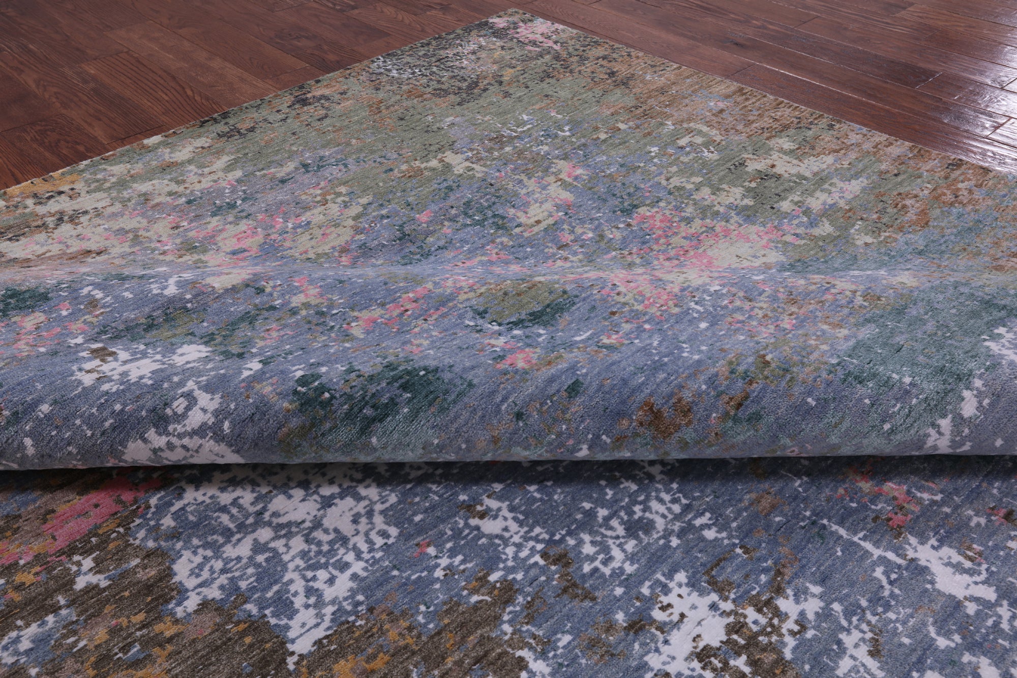 Abstract Contemporary Hand Knotted Wool & Silk Rug - 9' 0" X 12' 1" - Golden Nile