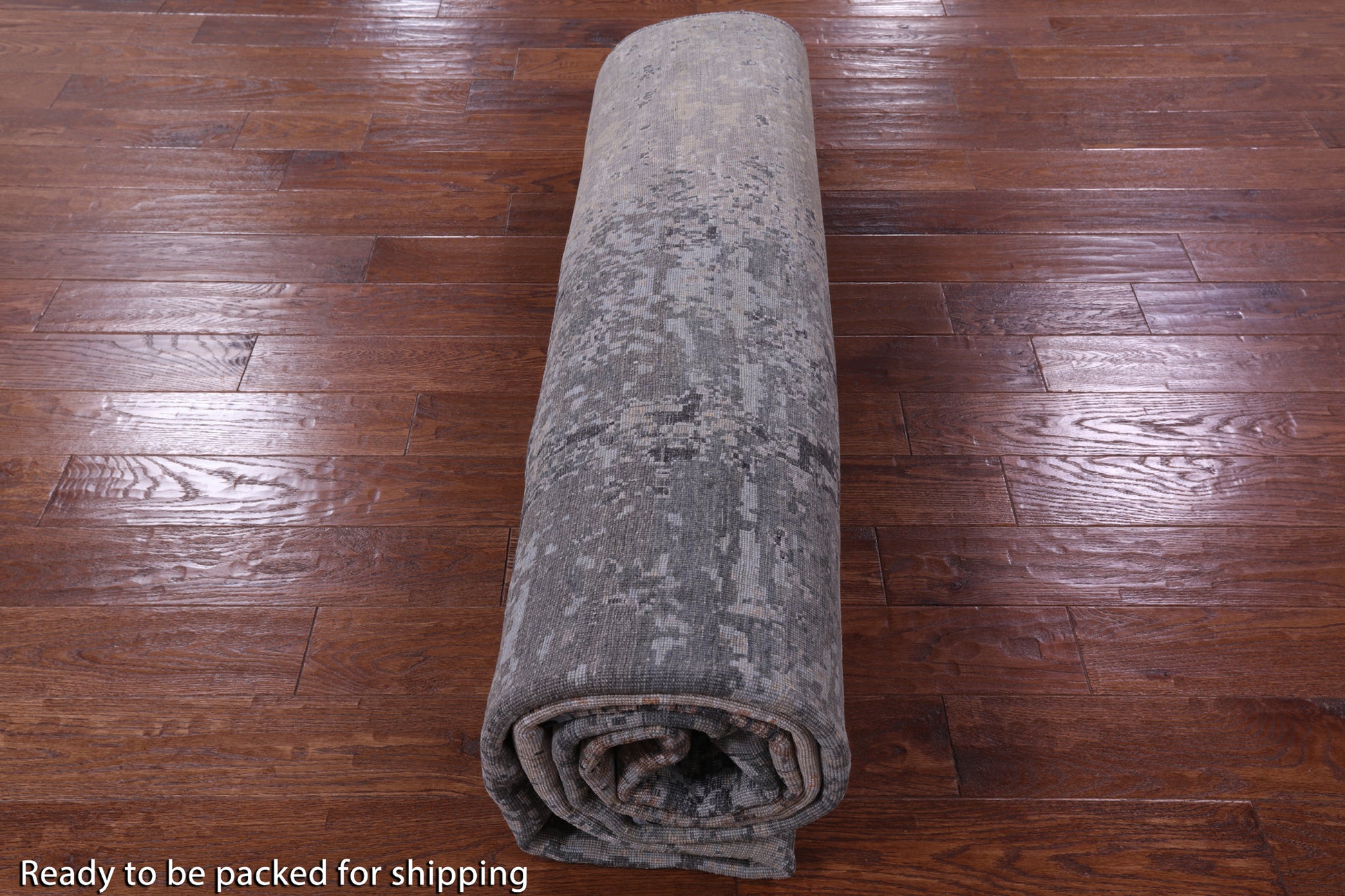 Abstract Contemporary Hand Knotted Wool & Silk Rug - 9' 0" X 12' 3" - Golden Nile