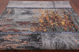 Abstract Modern Hand Knotted Wool & Silk Rug - 8' 0" X 10' 2" - Golden Nile