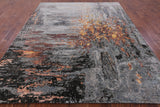 Abstract Modern Hand Knotted Wool & Silk Rug - 8' 0" X 10' 2" - Golden Nile