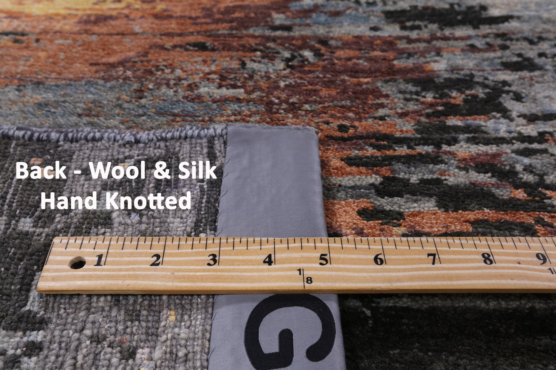 Abstract Modern Hand Knotted Wool & Silk Rug - 8' 0" X 10' 2" - Golden Nile