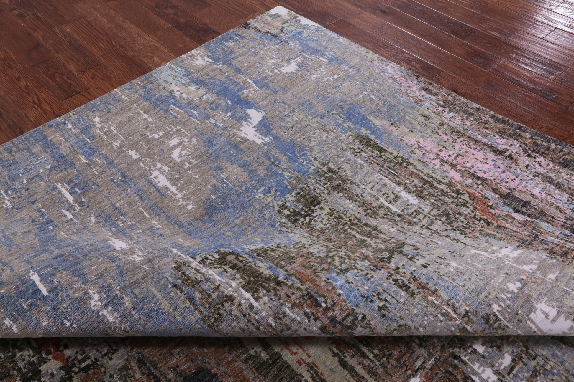 Abstract Contemporary Hand Knotted Wool & Silk Rug - 8' 1" X 10' 1" - Golden Nile
