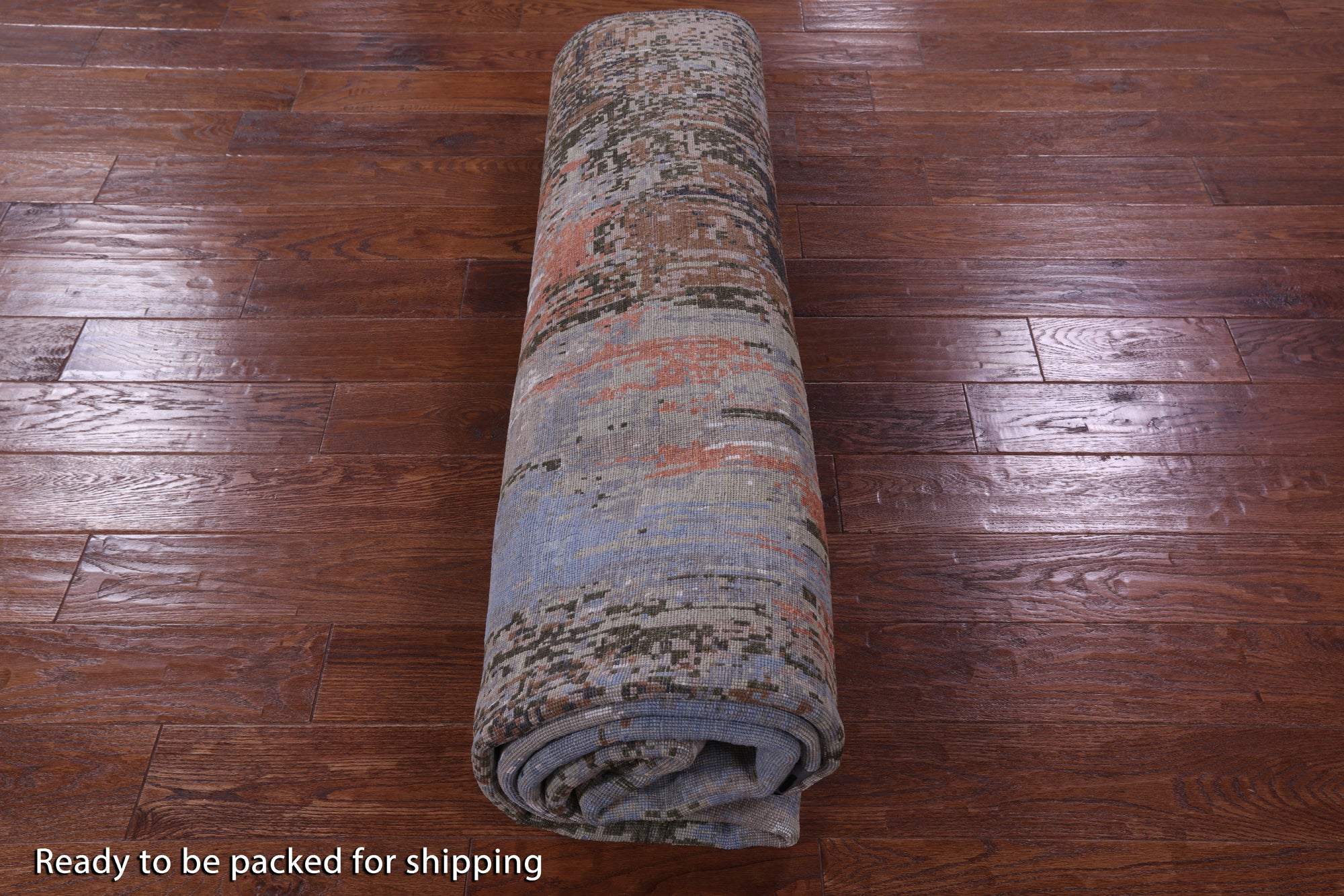 Abstract Contemporary Hand Knotted Wool & Silk Rug - 8' 1" X 10' 1" - Golden Nile