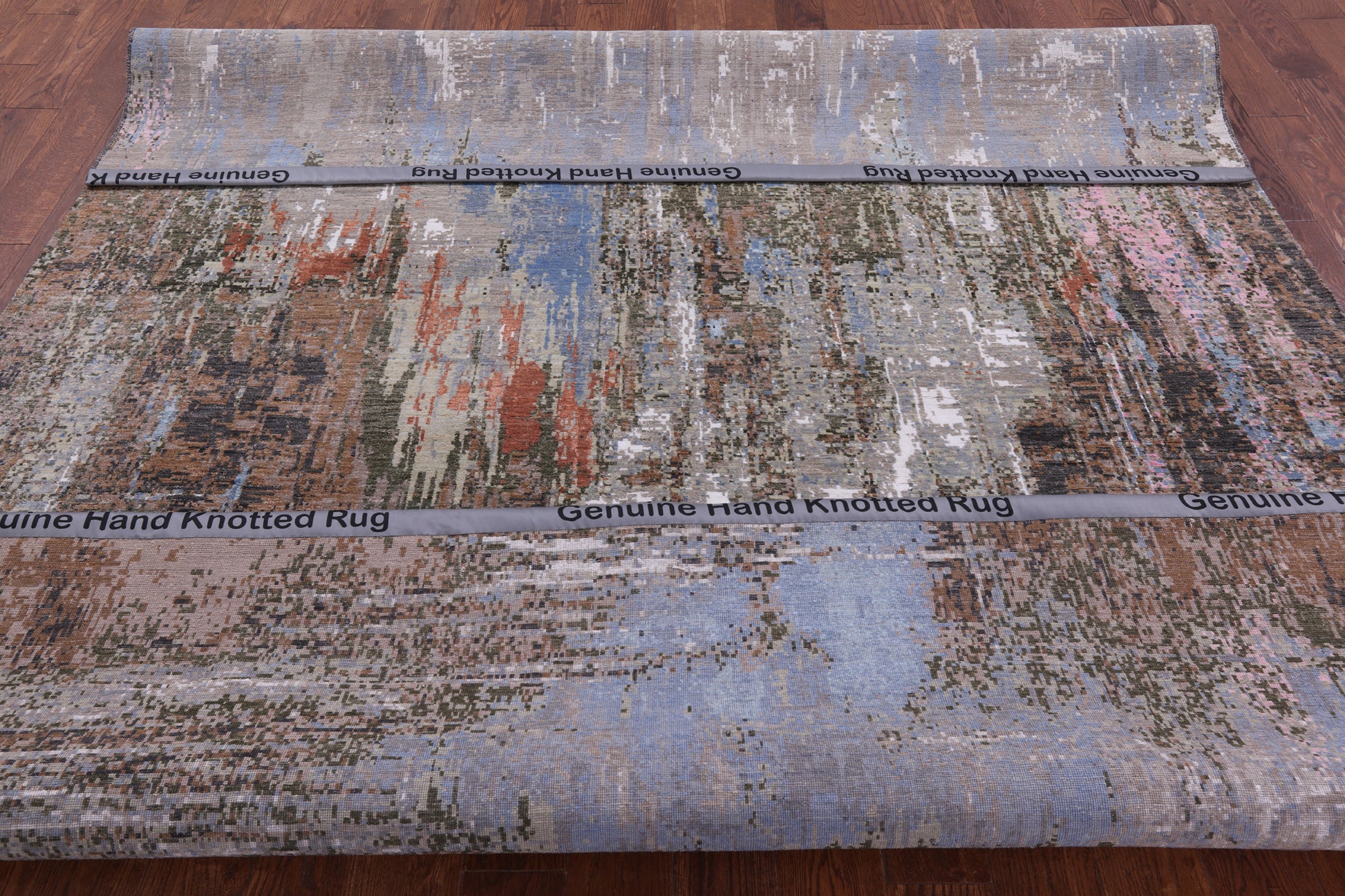 Abstract Contemporary Hand Knotted Wool & Silk Rug - 8' 1" X 10' 1" - Golden Nile