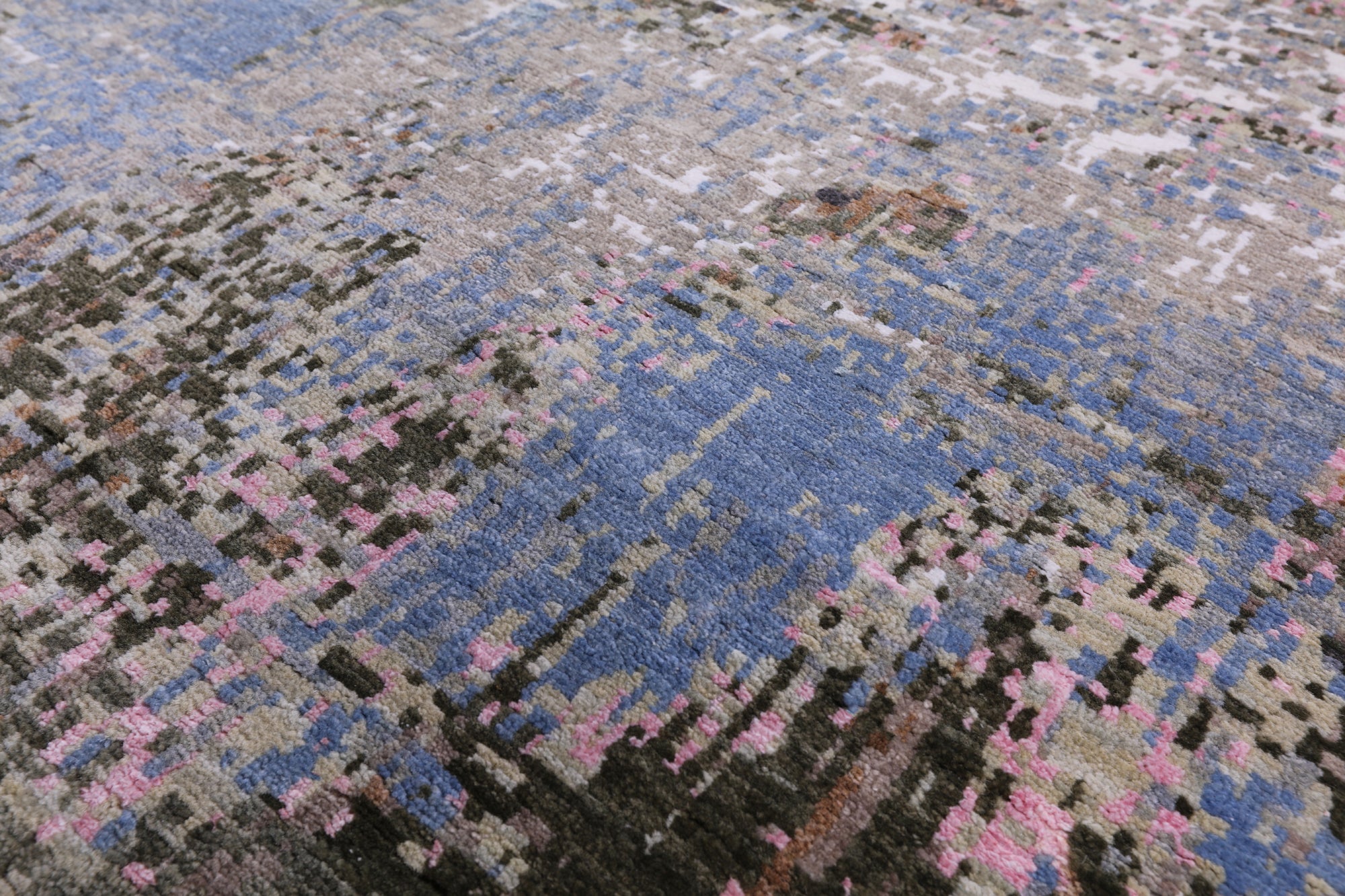 Abstract Contemporary Hand Knotted Wool & Silk Rug - 8' 1" X 10' 1" - Golden Nile