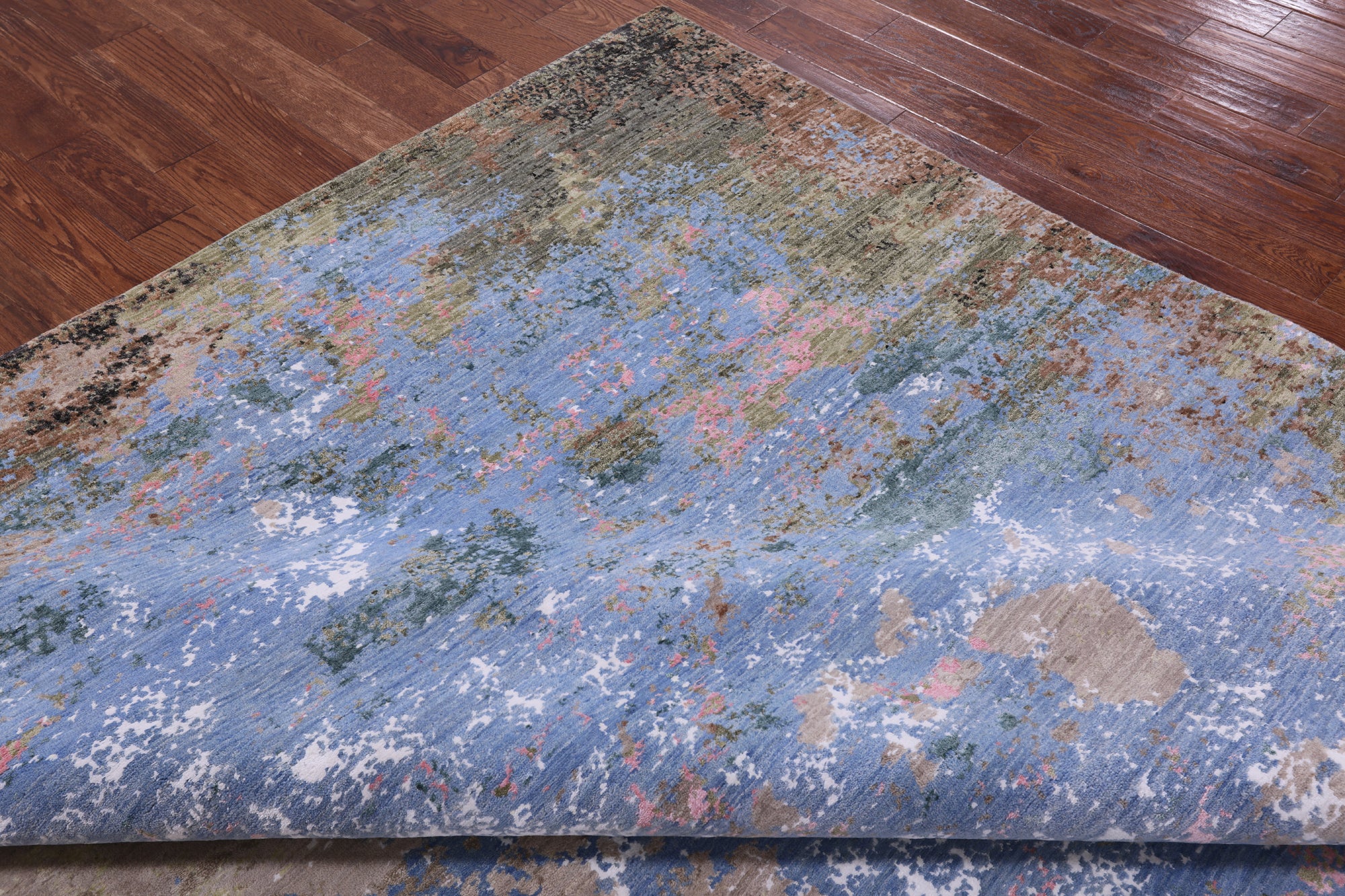Abstract Modern Hand Knotted Wool & Silk Rug - 7' 11" X 10' 0" - Golden Nile
