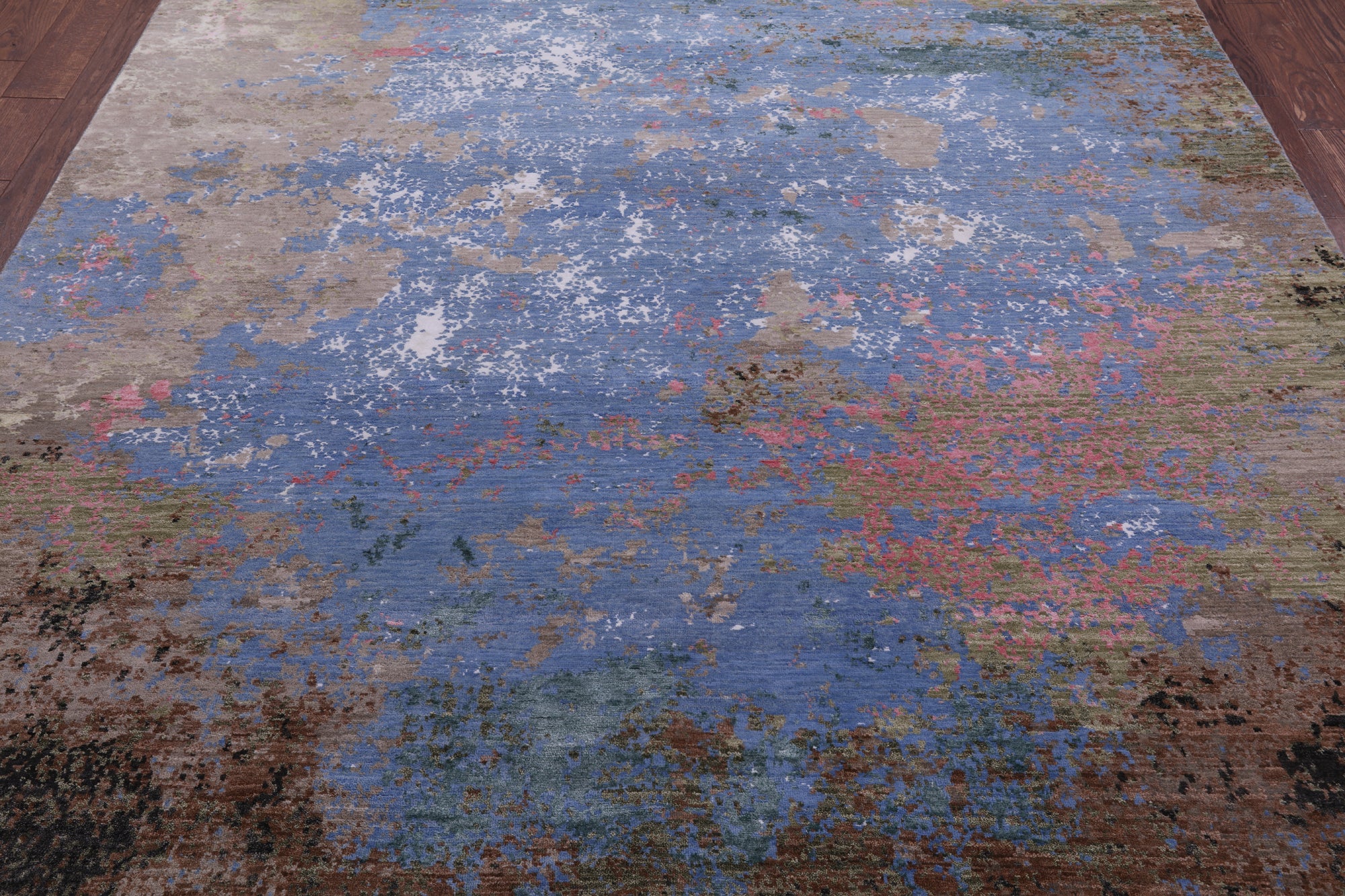 Abstract Modern Hand Knotted Wool & Silk Rug - 7' 11" X 10' 0" - Golden Nile