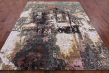 House In The Hills Design Abstract Contemporary Handmade Wool & Silk Rug - 8' 0" X 10' 2" - Golden Nile