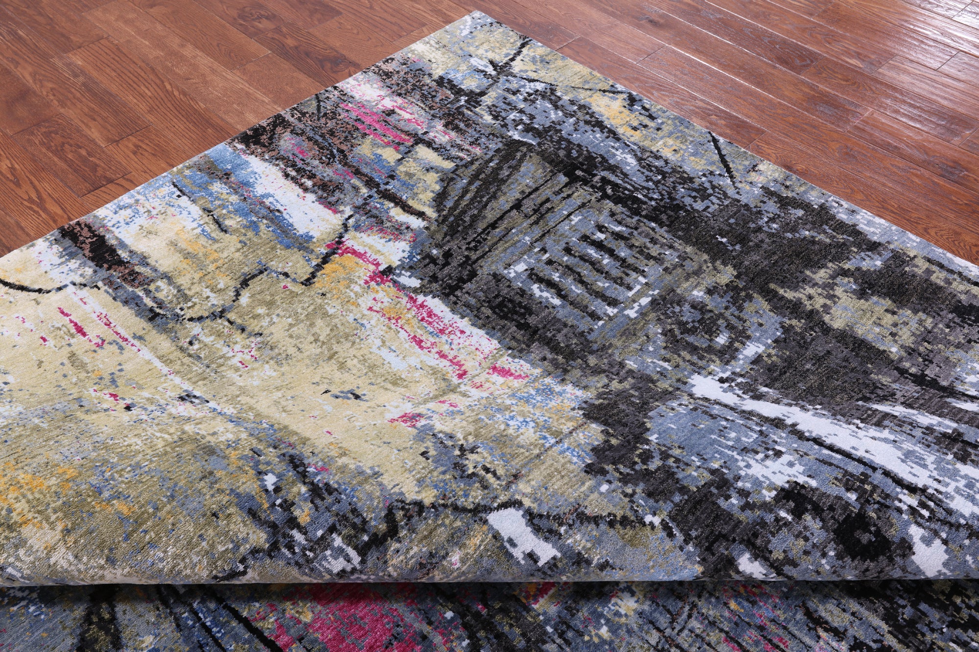 Abstract Modern Hand Knotted Wool Rug - 8' 2" X 10' 1" - Golden Nile