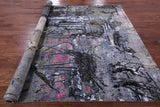 Abstract Modern Hand Knotted Wool Rug - 8' 2" X 10' 1" - Golden Nile