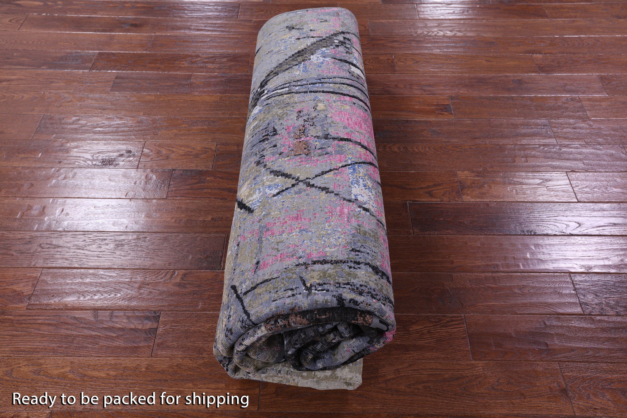 Abstract Modern Hand Knotted Wool Rug - 8' 2" X 10' 1" - Golden Nile