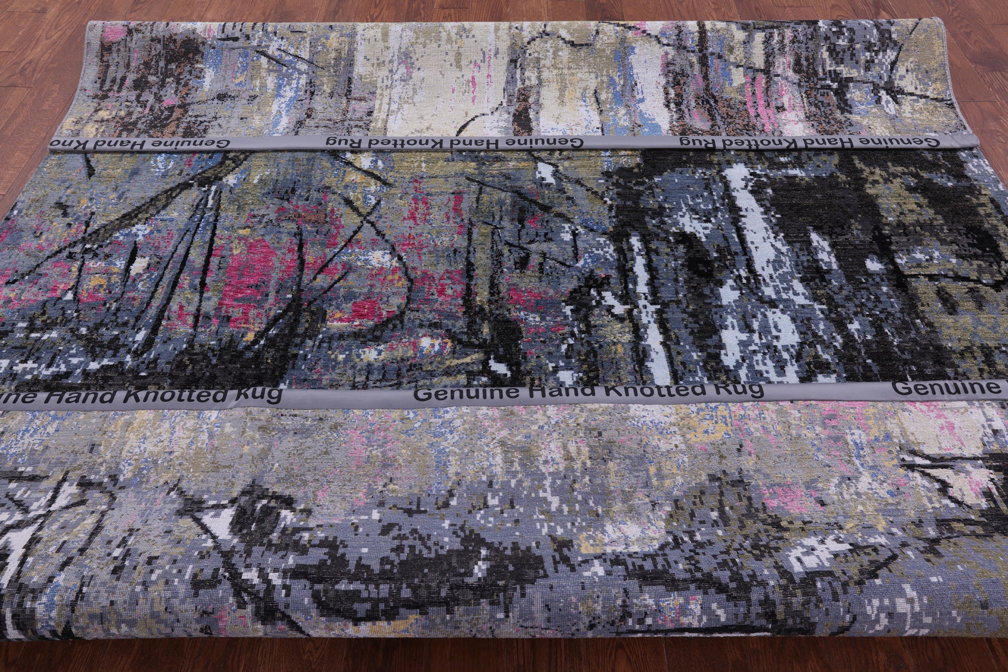 Abstract Modern Hand Knotted Wool Rug - 8' 2" X 10' 1" - Golden Nile