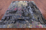 Abstract Modern Hand Knotted Wool Rug - 8' 2" X 10' 1" - Golden Nile