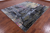 Abstract Modern Hand Knotted Wool Rug - 8' 2" X 10' 1" - Golden Nile