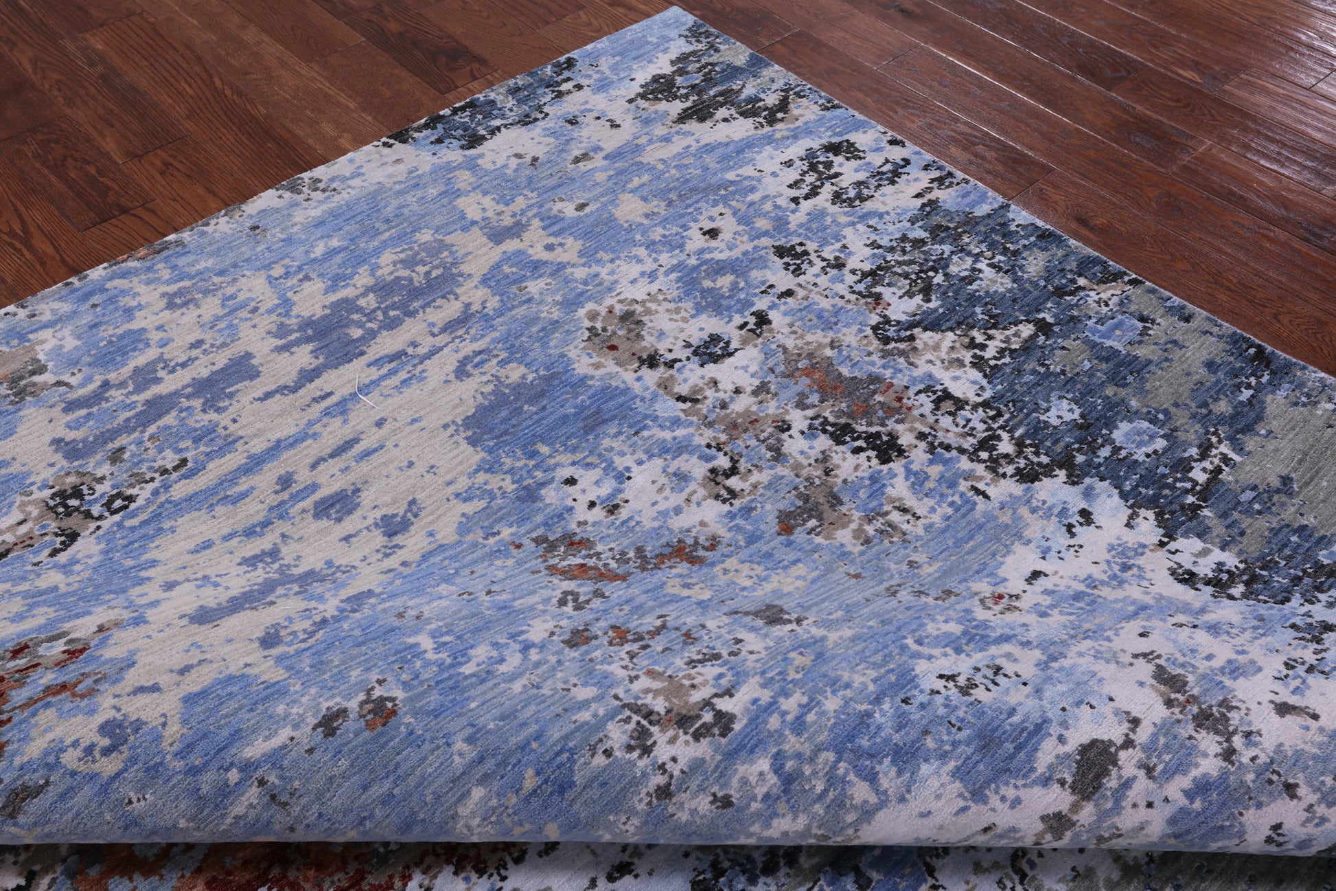 Abstract Modern Handmade Wool & Silk Rug - 8' 0" X 10' 2" - Golden Nile