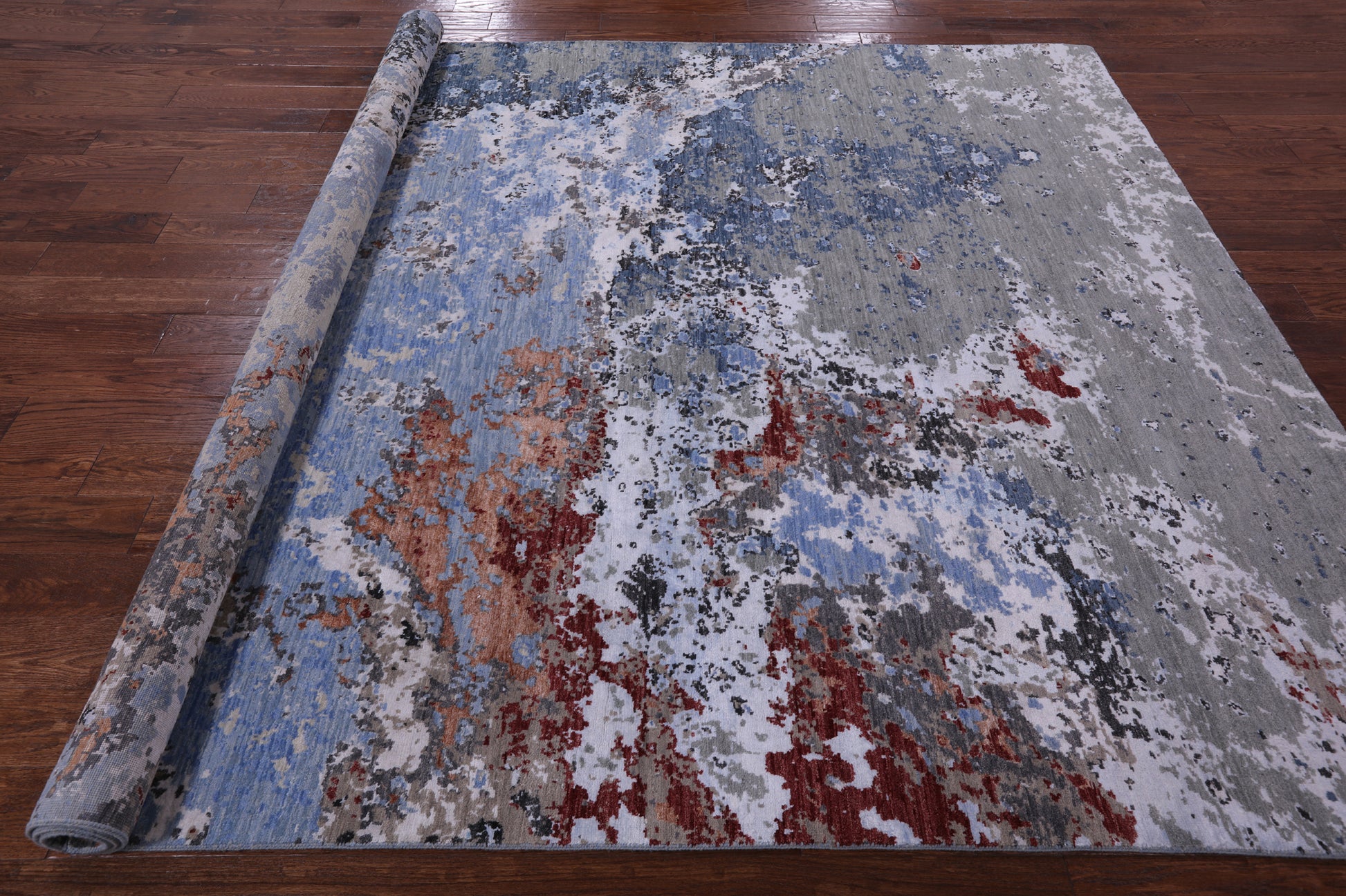 Abstract Modern Handmade Wool & Silk Rug - 8' 0" X 10' 2" - Golden Nile