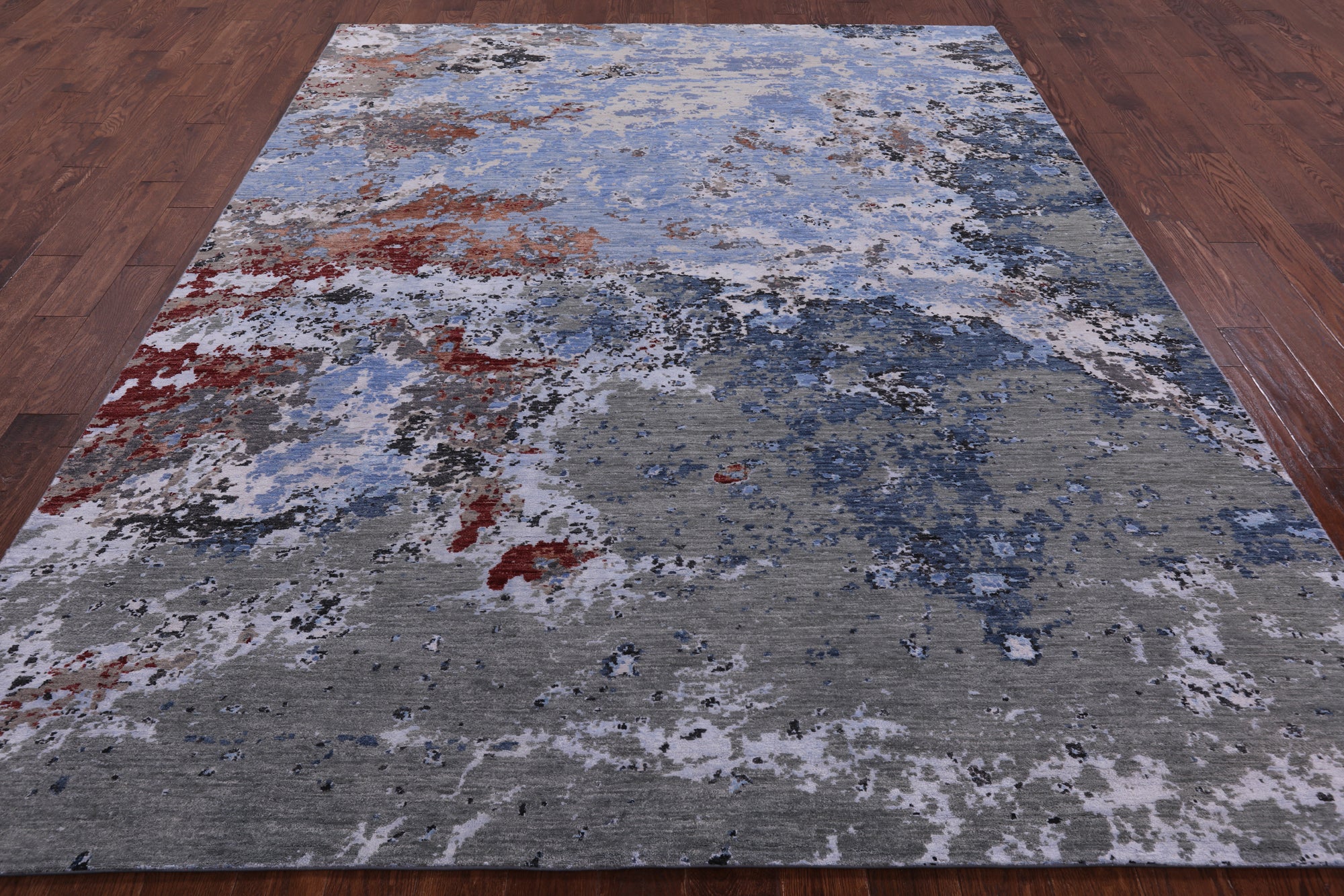 Abstract Modern Handmade Wool & Silk Rug - 8' 0" X 10' 2" - Golden Nile