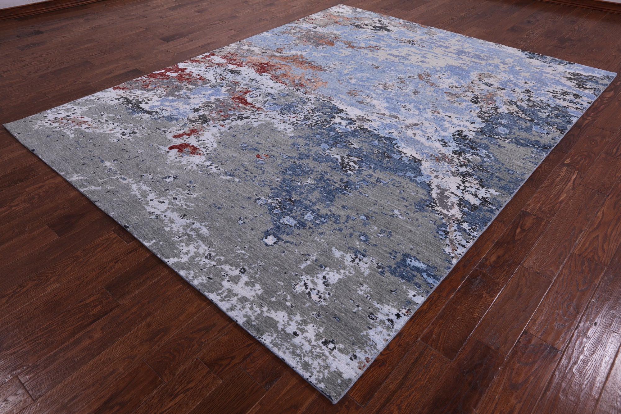 Abstract Modern Handmade Wool & Silk Rug - 8' 0" X 10' 2" - Golden Nile