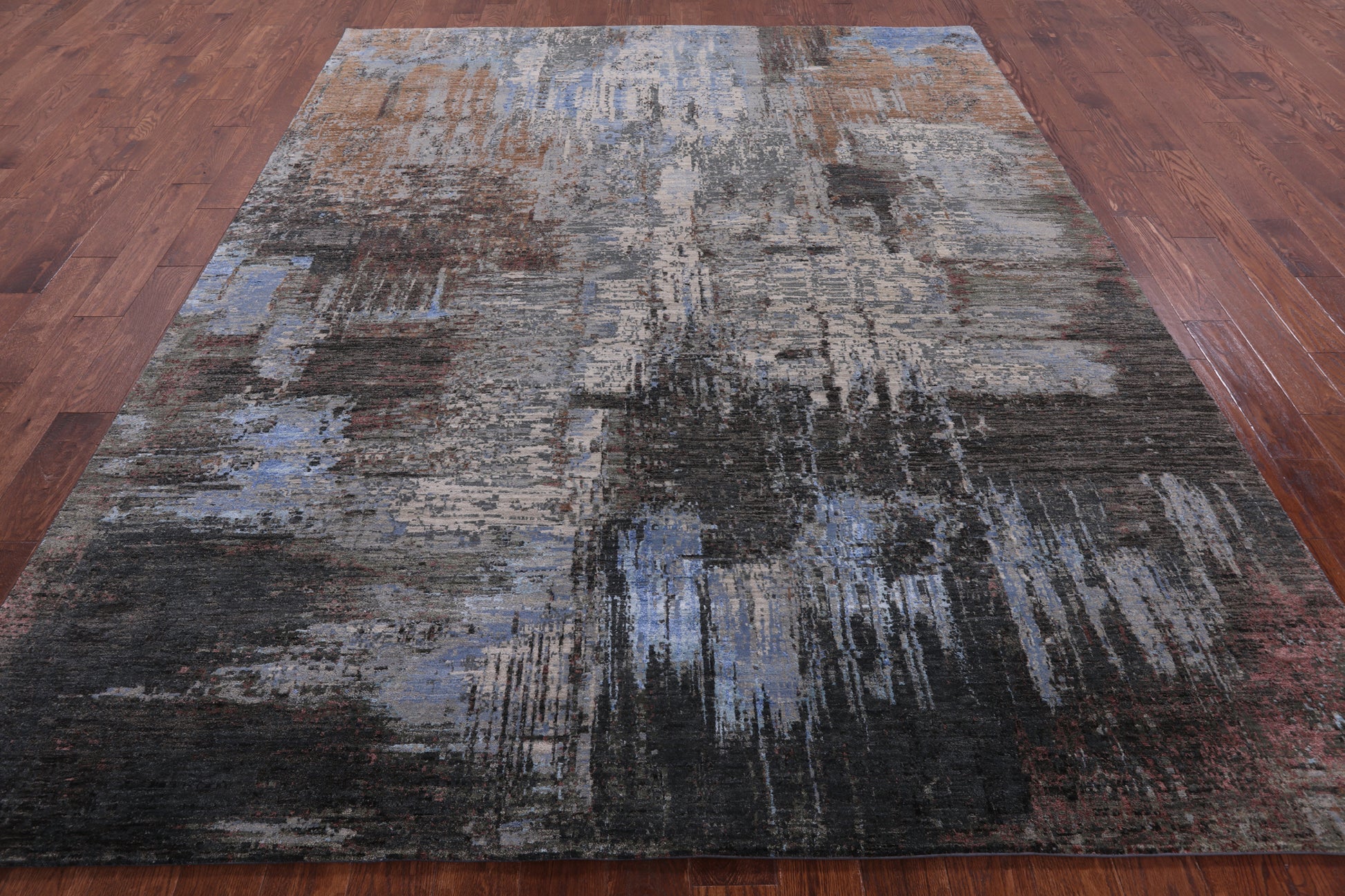 Abstract Modern Handmade Wool & Silk Rug - 8' 2" X 10' 2" - Golden Nile