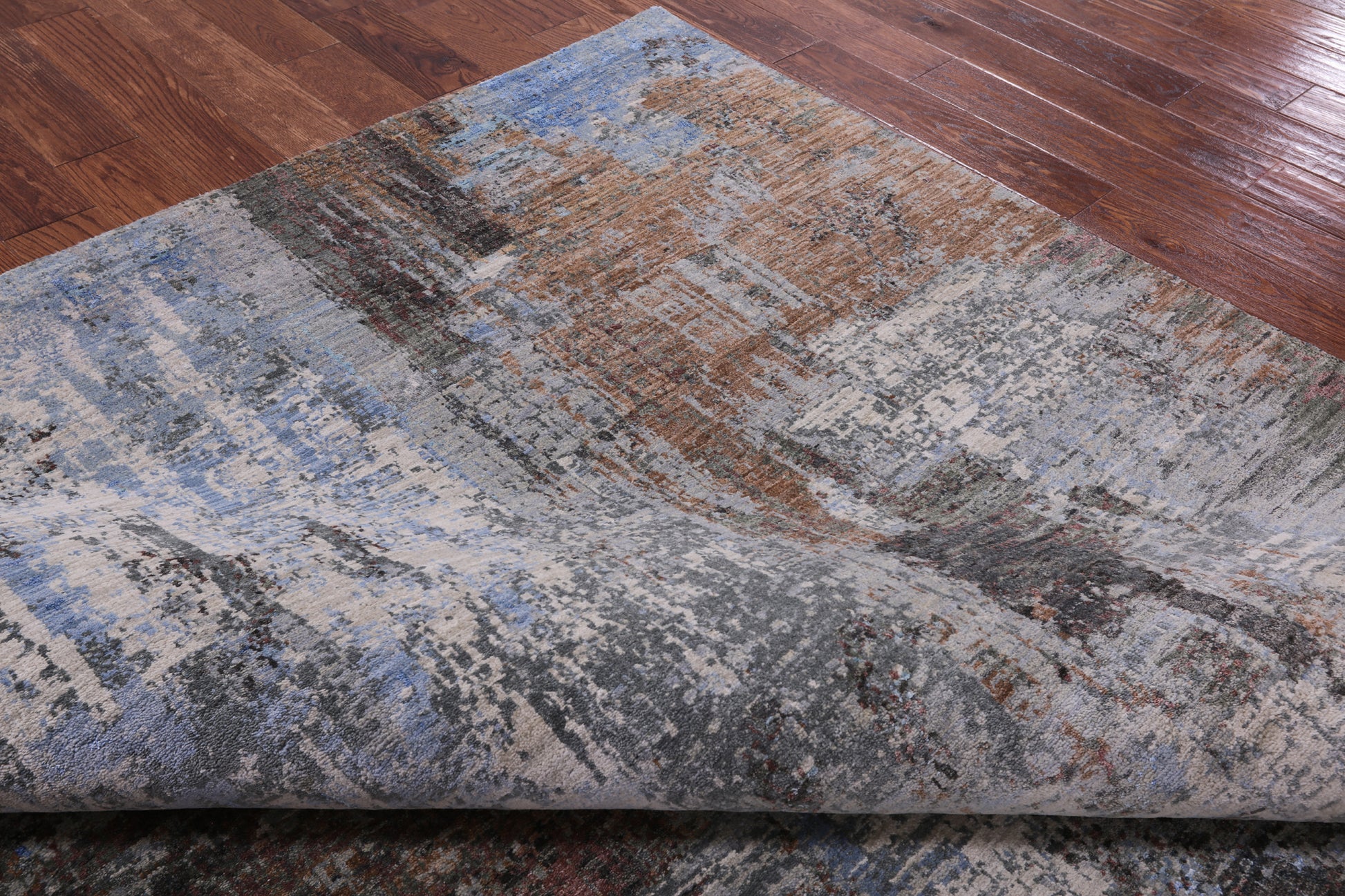 Abstract Modern Handmade Wool & Silk Rug - 8' 2" X 10' 2" - Golden Nile