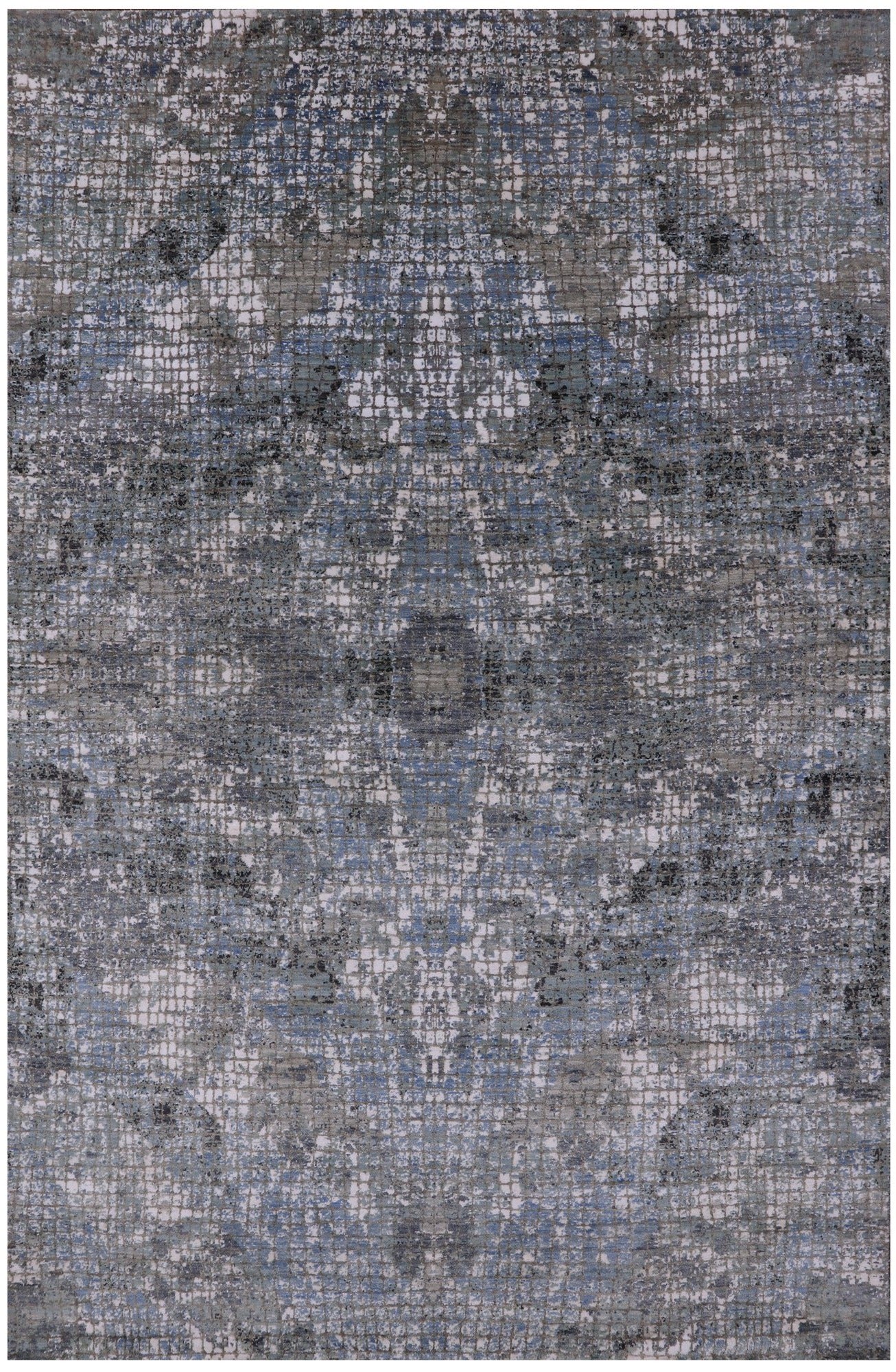 Abstract Contemporary Hand Knotted Wool & Silk Rug - 6' 0" X 9' 2" - Golden Nile