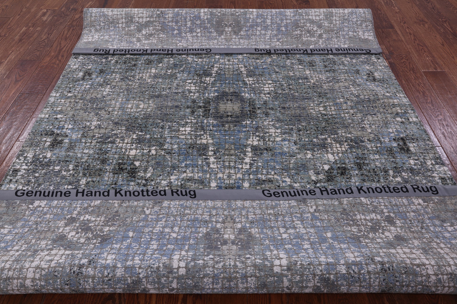 Abstract Contemporary Hand Knotted Wool & Silk Rug - 6' 0" X 9' 2" - Golden Nile