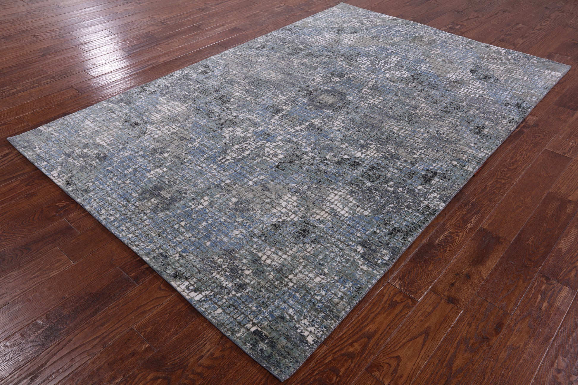 Abstract Contemporary Hand Knotted Wool & Silk Rug - 6' 0" X 9' 2" - Golden Nile